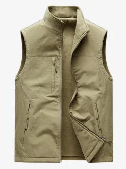 Gilet sans manches à col montant pour homme doublé polaire
