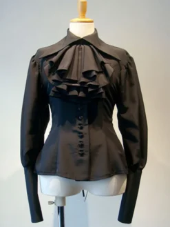 Gothic Lolita Blouses Noir manches longues Volants Lolita Top Lolita Shirt Déguisements Halloween