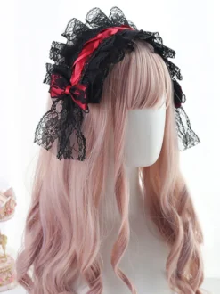 Gothic Lolita Coiffe Dentelle Bow Lolita Bandeau Déguisements Halloween