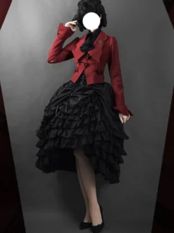 Gothique Lolita Manteaux Rouge À Lacets Printemps
