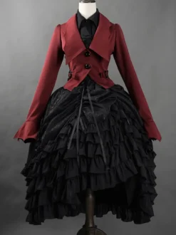 Gothique Lolita Manteaux Rouge À Lacets Printemps