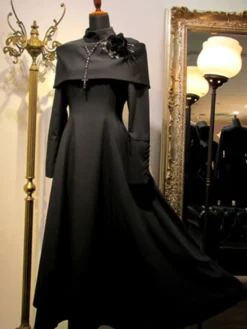 Gothique Lolita OP robe bouton plissé noir une pièce robe lolita Déguisements Halloween