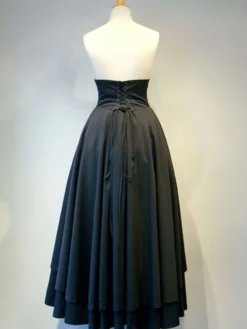 Gothique Lolita SK Coton Layered Ruffle Plissé Lace Up Jupe Lolita Noire Déguisements Halloween