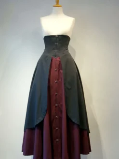 Gothique Lolita SK Coton Layered Ruffle Plissé Lace Up Jupe Lolita Noire Déguisements Halloween