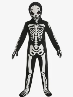Halloween Costume de cosplay en os de crâne blanc pour enfants costume de fantôme de scène costume de fête une pièce pour Halloween