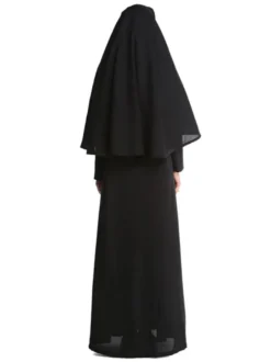 Halloween Costume de nonne d'halloween pour les femmes robe longue à capuche noire chapeaux Costume de vacances ensemble complet