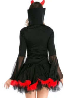 Halloween Costume De Sorcière Cosplay Vampire Femme Robe Courte Noire Rouge Déguisements Halloween