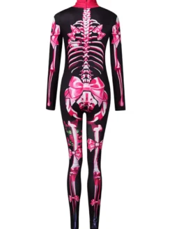 Halloween Costume Halloween Combinaison Zentai Squelette Tenue Rose