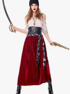 Halloween Costume Pirate Bordeaux Sash Bandeau Femmes Cosplay Déguisements Halloween Carnaval