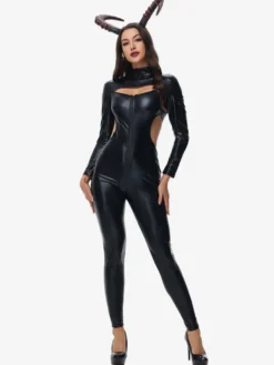 Halloween Costumes de diable pour femmes noires ensemble de combinaison sexy costumes de vacances