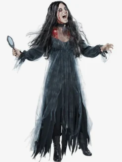 Halloween Costumes de mariée fantôme d'Halloween pour les femmes Robe longue en dentelle noire Polyester Vacances Costumes de mort
