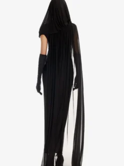 Halloween Costumes de sorcière femmes chapeaux effrayants noirs robe tunique en polyester ensemble 3 pièces Déguisement Halloween
