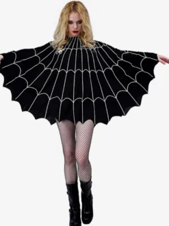 Halloween Costumes d'Halloween Cape effrayante noire pour femmes Costumes de vacances en polyester