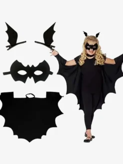 Halloween Costumes d'Halloween pour enfants Ensemble d'Halloween noir Cape en polyester pour enfants Masque