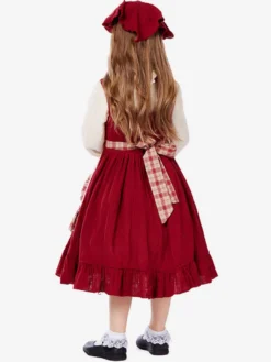 Halloween Costumes d'Halloween pour enfants Ensemble d'Halloween rouge Robe en polyester pour enfants Couvre-chef