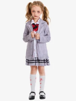Halloween Costumes d'Halloween pour enfants Ensemble d'Halloween gris Jupe cravate en polyester pour enfants
