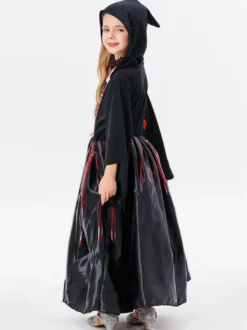 Halloween Costumes d'Halloween pour enfants Ensemble d'Halloween noir Robe en polyester pour enfants Collier