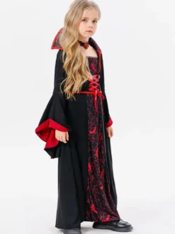 Halloween Costumes d'Halloween pour enfants Ensemble en polyester noir pour Halloween Robe à collier pour enfants