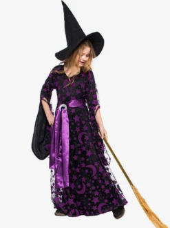Halloween Costume Sorcière Enfants Robes Ensemble Déguisements Halloween Robe de Princesse Fille