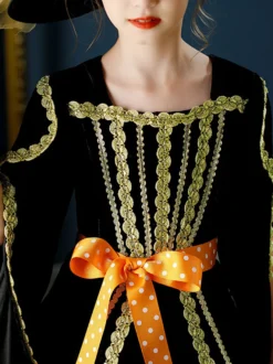 Halloween Déguisement Tea Party Robe Manches Longue Lolita De Style Noir De Style Rococo Cosplay Halloween