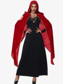 Halloween Ensemble de robe cape sexy rouge vampire pour costumes de vacances