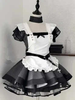 Halloween rentrée scolaireRobe de soubrette vintage élégante style Lolita japonais tablier à volants avec bordure en dentelle uniforme aristocrate gothique kawaii