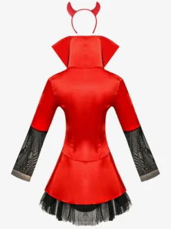 Halloween Robe courte effrayante en Polyester rouge diable pour femmes ensemble complet de Costumes