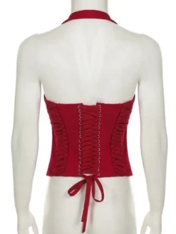 Haut corset dos nu avec fermeture éclair et lacets dans le dos pour boîte de nuit 2026
