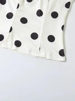 Haut corset dos nu à pois pour femme - Bustier blanc vintage sans manches coupe ajustée - Idéal pour une fête d'été sur la plage 2026