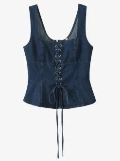 Haut corset en jean à lacets pour femme 2026