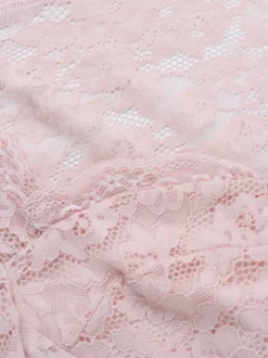 Haut en dentelle rose style corset pour femme - Chemisier bustier élégant à manches longues et décolleté cœur - Tenue de soirée printanière 2026