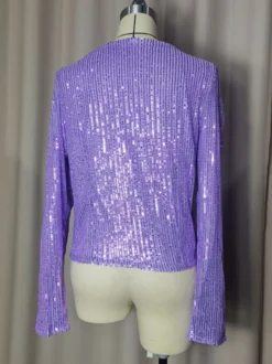 Hauts de soirée élégants à col rond et sequins blazers à manches longues et cardigans