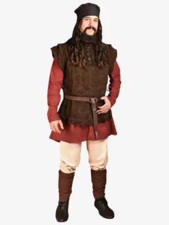 Haut Vintage marron foncé rétro sans manches en Polyester Costumes rétro pour hommes