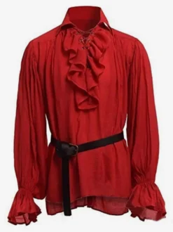 Haut vintage noir rétro en polyester à manches longues Costumes rétro pour homme Bourgogne