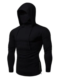 Hommes Hoodies Capuche Manches Longues Polyester Gris Sweatshirt