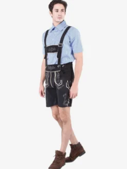 Hommes Oktoberfest Costumes Cosplay Ciel Bleu Chemise En Coton Vichy Brodé Avec Shorts Vacances Costumes Déguisements Halloween