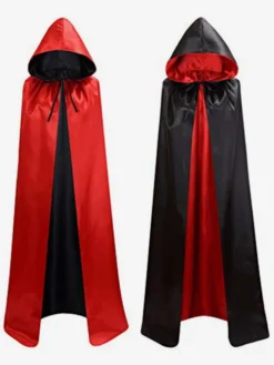 Hommes Ponchos Rouges Pour Noël Cape Polyester Noël Halloween Vacances Costumes