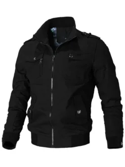 Hommes Vestes Casual Black Portrait Portrait Décolleté Manches Longues manches à la mode Hiver