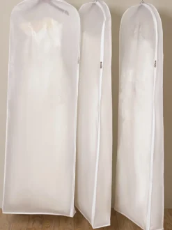 Housse anti-poussière pour robe de mariée sac pour robe à longue queue Non tissé blanc élargi Double face