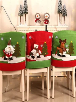 Housse de chaise de Noël verte Fibre de polyester Costumes de vacances de Noël