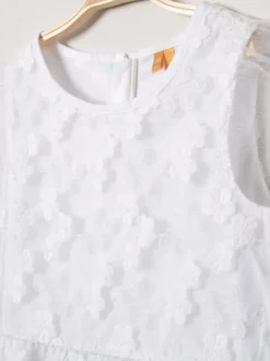 Ivoire manches courtes dentelle mariage doux fleur fille robe enfants robe de soirée