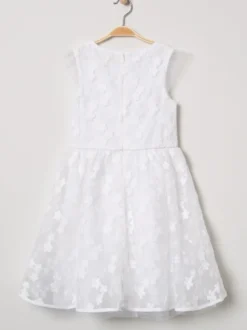 Ivoire manches courtes dentelle mariage doux fleur fille robe enfants robe de soirée