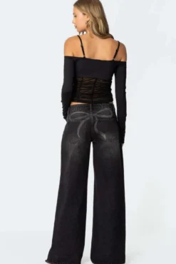 Jean baggy taille basse et jambes larges pour femme - Délavage moyen style vintage Y2K - Coupe ample - Streetwear décontracté été 2026