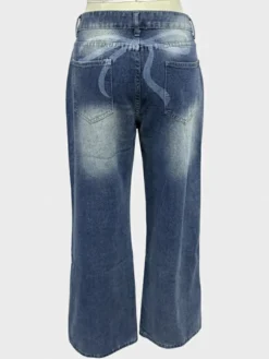 Jean baggy taille basse et jambes larges pour femme - Délavage moyen style vintage Y2K - Coupe ample - Streetwear décontracté été 2026
