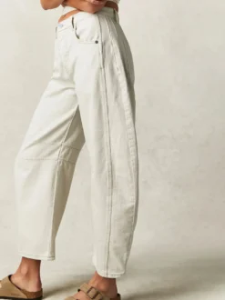 Jean Horseshoe Barrel pour femme - Pantalon en denim délavé ample à jambes larges et coutures incurvées - Streetwear printemps 2026