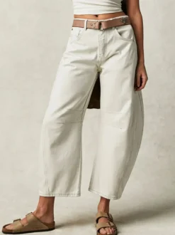 Jean Horseshoe Barrel pour femme - Pantalon en denim délavé ample à jambes larges et coutures incurvées - Streetwear printemps 2026