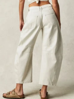 Jean Horseshoe Barrel pour femme - Pantalon en denim délavé ample à jambes larges et coutures incurvées - Streetwear printemps 2026