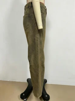 Jean à jambes larges et amples pour femme - Pantalon en denim coupe en fer à cheval avec détails de couture - Collection streetwear décontractée printemps 2026