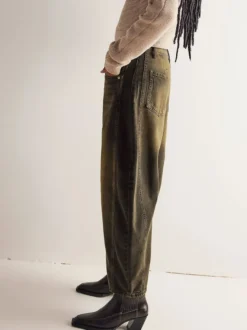 Jean à jambes larges et amples pour femme - Pantalon en denim coupe en fer à cheval avec détails de couture - Collection streetwear décontractée printemps 2026