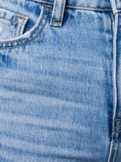Jean large délavé pour femme - Pantalon en denim bleu clair taille haute ourlet brut coupe décontractée - Style streetwear décontracté printemps 2026